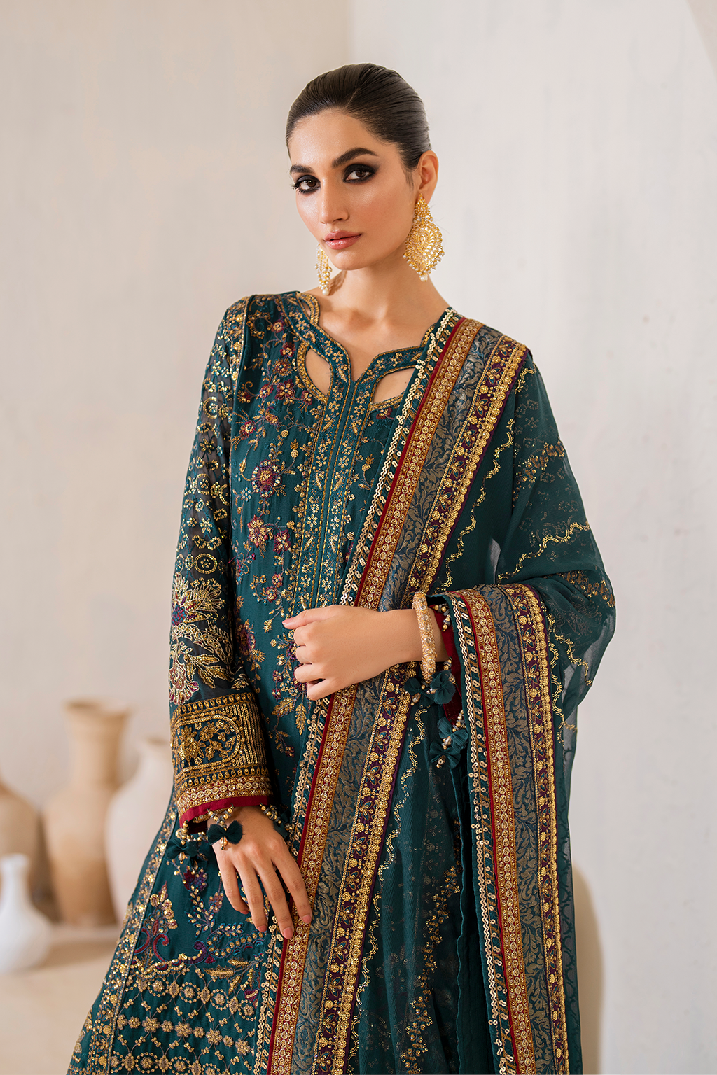 Iznik | Chinnon Chiffon | CC-46 Embroidered Chiffon - Ladies Clothes - Maria Faisal