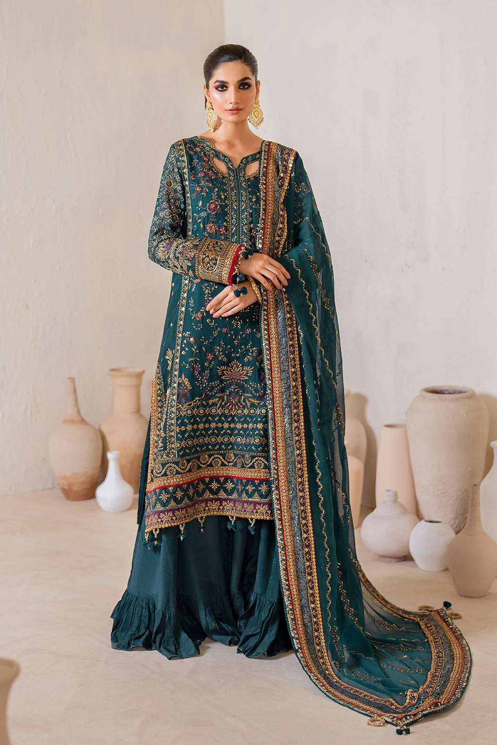 Iznik | Chinnon Chiffon | CC-46 Embroidered Chiffon - Ladies Clothes - Maria Faisal