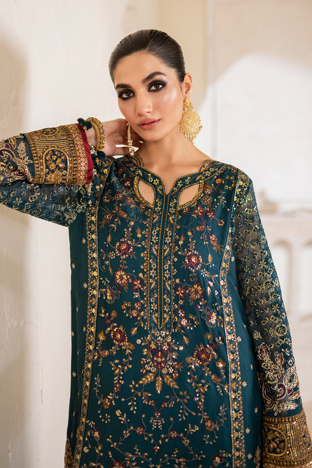 Iznik | Chinnon Chiffon | CC-46 Embroidered Chiffon - Ladies Clothes - Maria Faisal