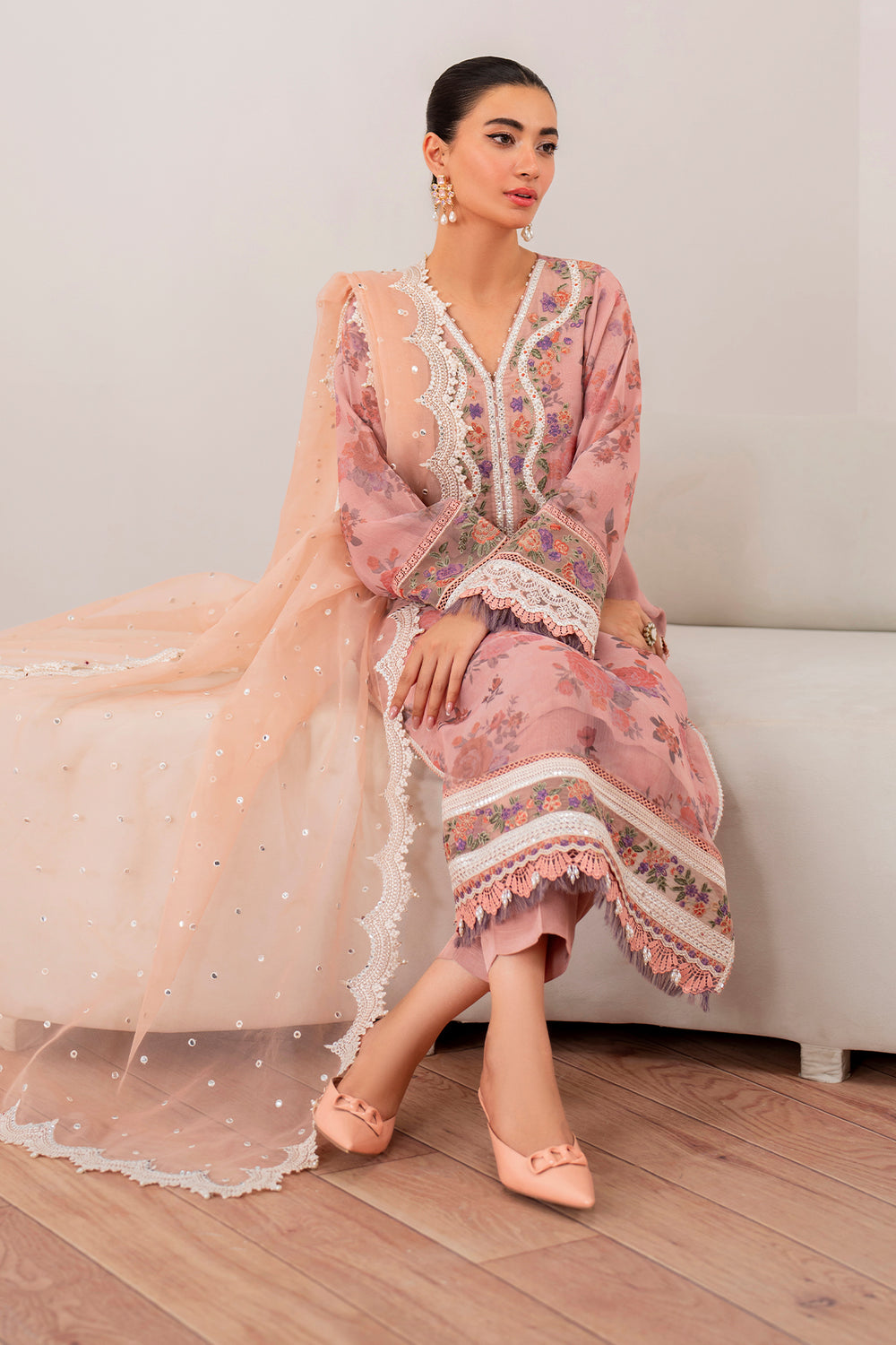 Baroque | Formals Collection | EMBROIDERED CHIFFON UF-705 - Formal Dress - available at Maria Faisal in UK and USA.