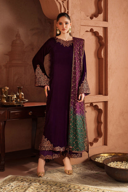 Iznik | Velvet 25 | IV-57 Embroidered Velvet - Formal Dress - available at Maria Faisal in UK and USA.