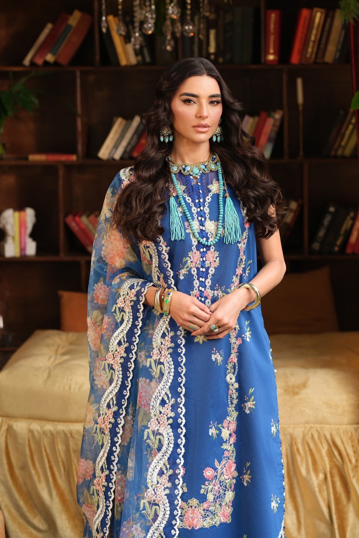 Maryam Hussain | Luxury Lawn 26 | Skye - Luxury Dress - available at Maria Faisal in UK and USA.