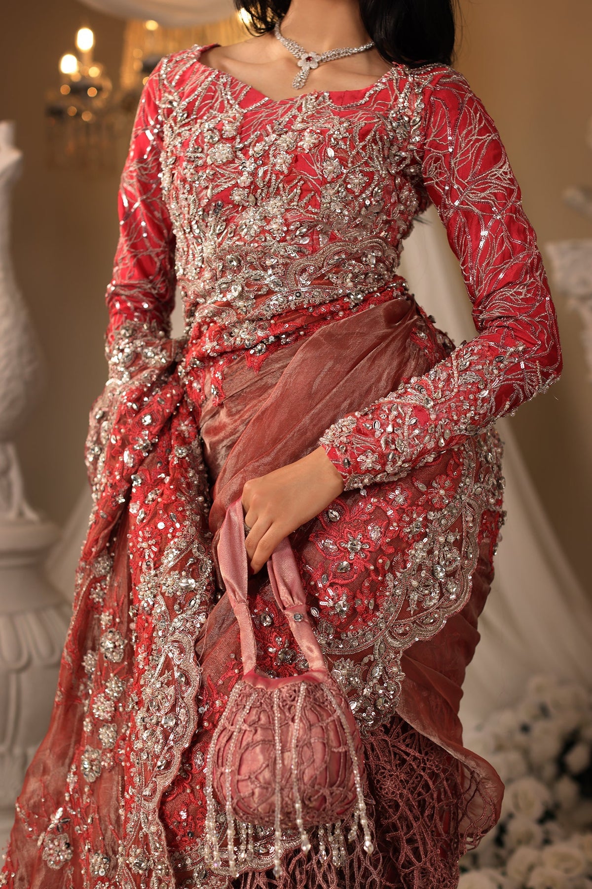 Musferah Saad | Casa Blance |Coral Majesty - Bridal Dress - available at Maria Faisal in UK and USA.