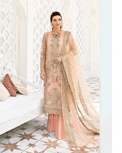 Gulaal | Wedding Formals | VOIR EMBROIDERED NET 3-PIECE SUIT WS-07 - FLEUR DE ROSE WEDDING FORMALS - Designer Dress with Intricate embroidery and embellishments. Shop elegent wedding dress at Maria Faisal.