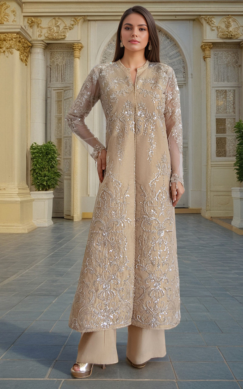 Threads and Motifs | Formal Dresses 25 | Net Embroidered Jacket - Ladies Clothes - Maria Faisal