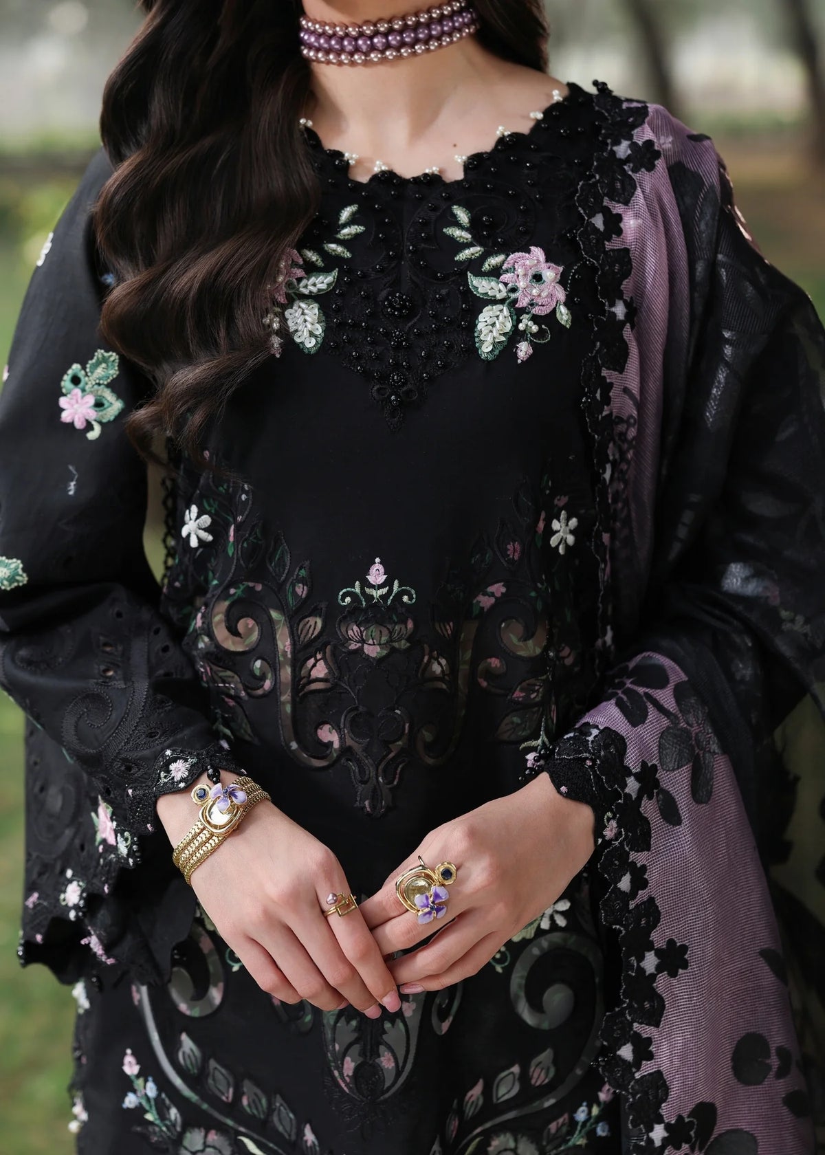 Sardinia | Tales of Petals | MIDNIGHT BLOOM - Luxury Dress - available at Maria Faisal in UK and USA.