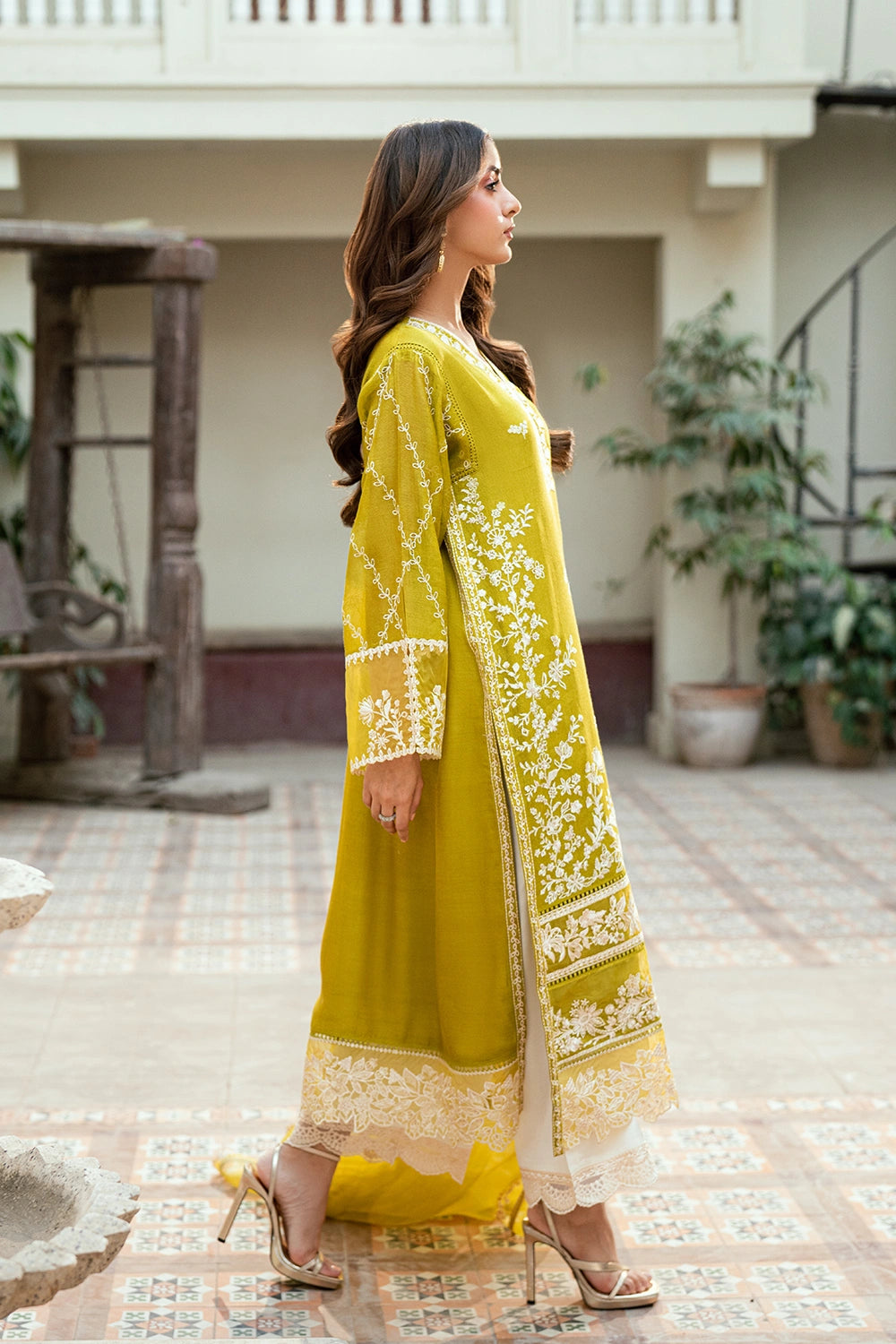 Azure | Vogue Formals | Cyber Moss - Formal Dress - available at Maria Faisal in UK and USA.