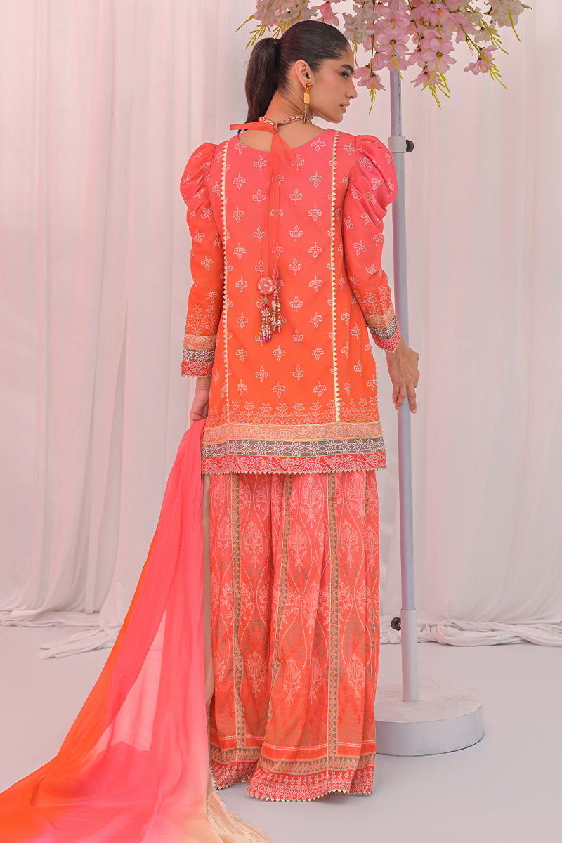 Chic Ophicial | The Maison Duo | Coral Glow - Luxury Dress - available at Maria Faisal in UK and USA.