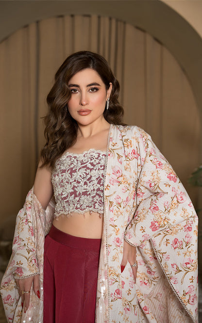 Threads and Motifs | Formal Dresses 25 | Embroidered Blouse With Printed Cape And Skirt