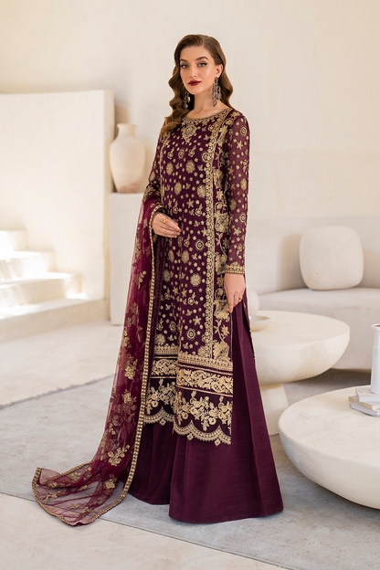 Iznik | Chinnon Chiffon | CC-42 Embroidered Chiffon - Ladies Clothes - Maria Faisal