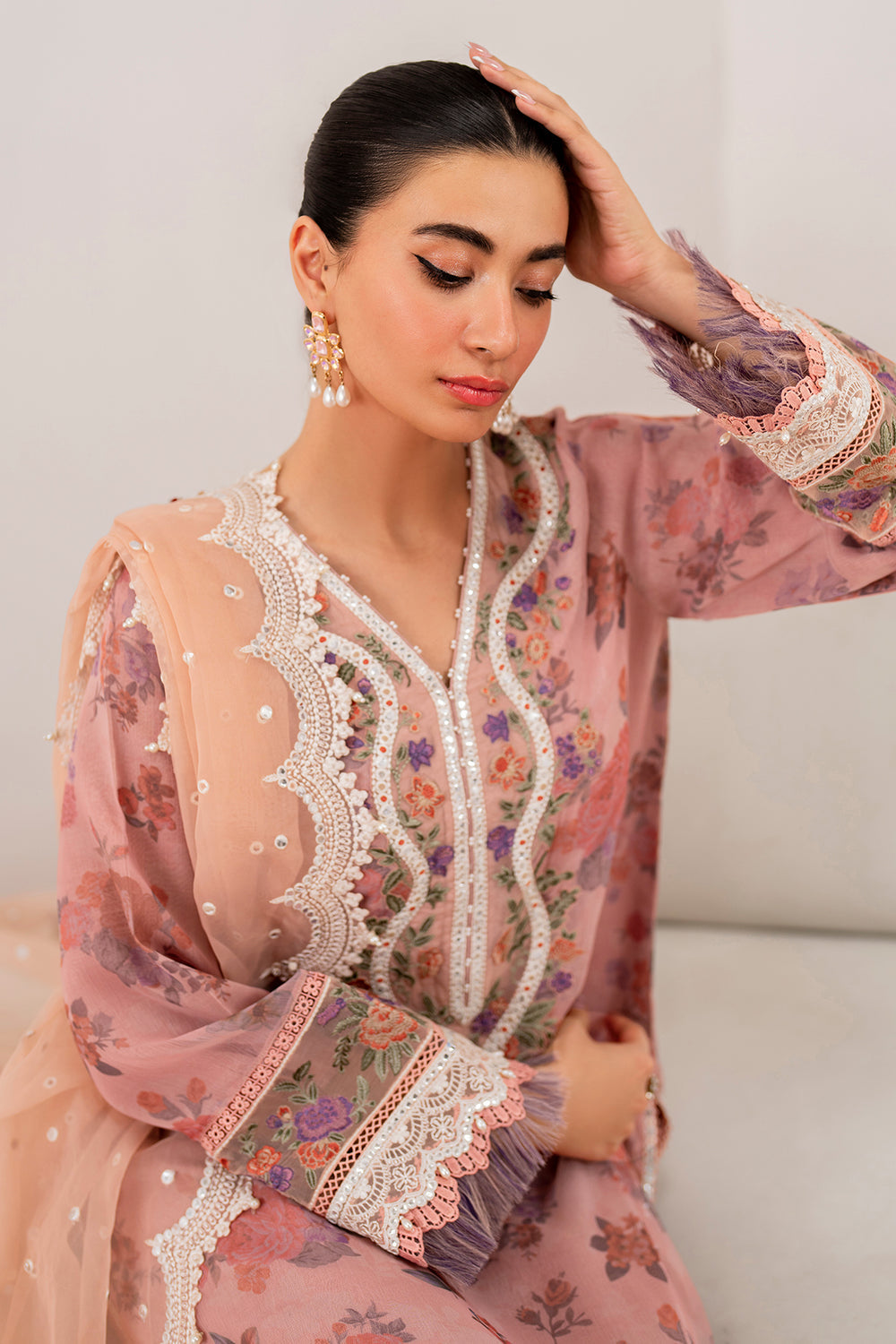 Baroque | Formals Collection | EMBROIDERED CHIFFON UF-705 - Formal Dress - available at Maria Faisal in UK and USA.
