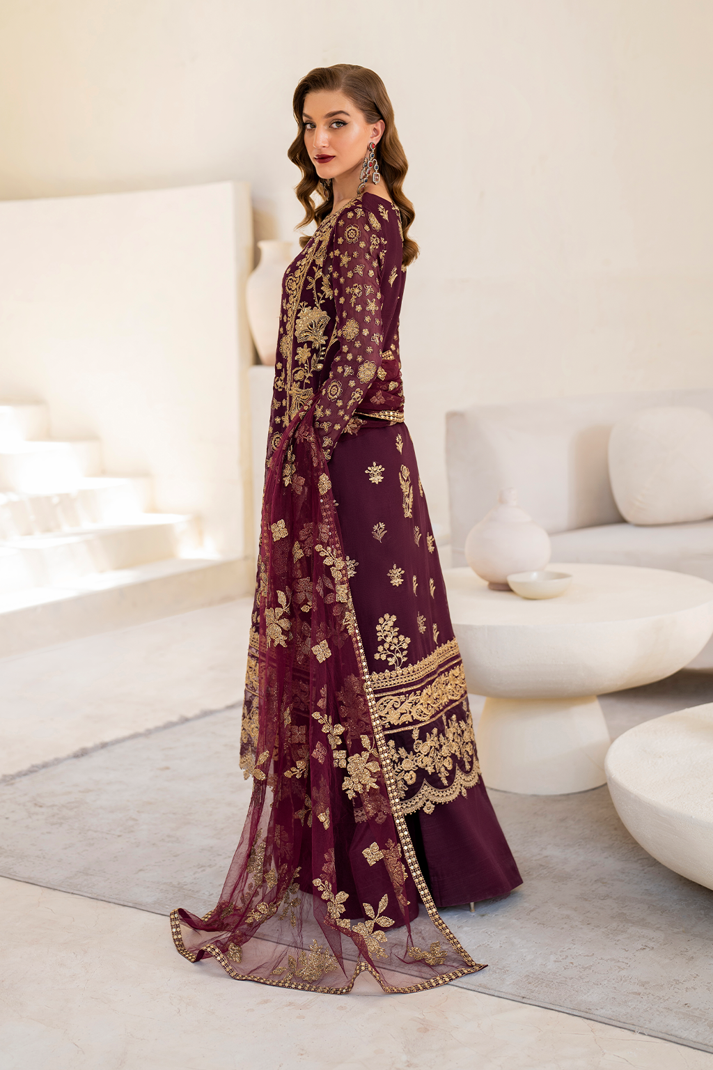 Iznik | Chinnon Chiffon | CC-42 Embroidered Chiffon - Ladies Clothes - Maria Faisal