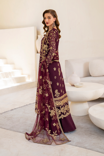 Iznik | Chinnon Chiffon | CC-42 Embroidered Chiffon - Ladies Clothes - Maria Faisal