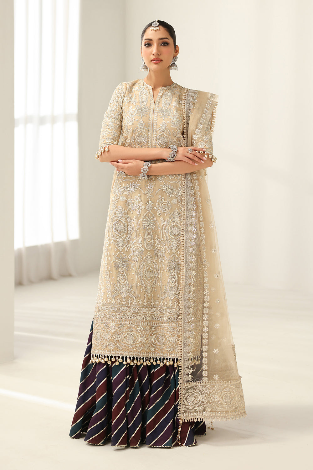 Baroque | Formals Collection | EMBROIDERED NET UF-4183 - Formal Dress - available at Maria Faisal in UK and USA.