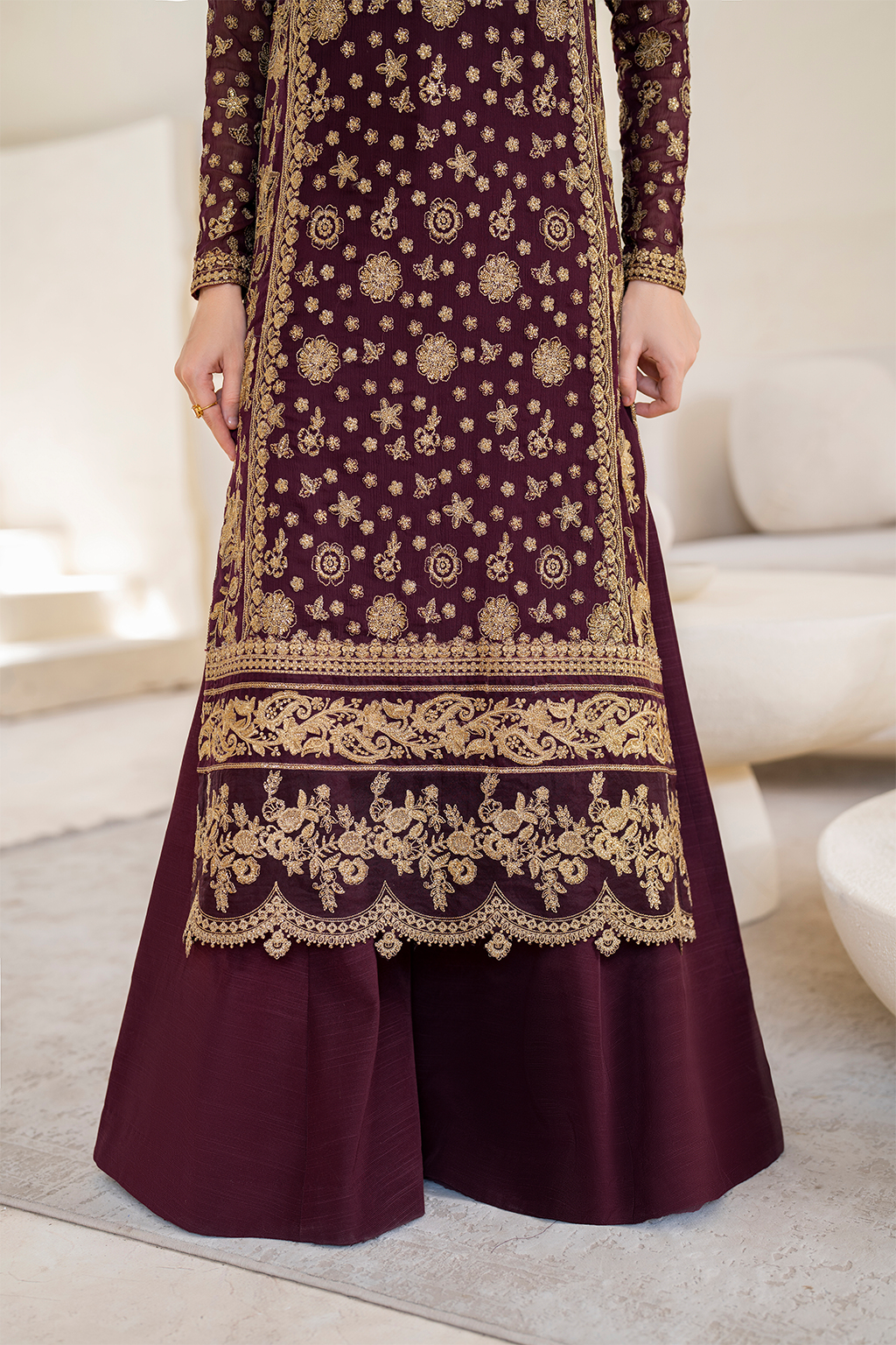 Iznik | Chinnon Chiffon | CC-42 Embroidered Chiffon - Ladies Clothes - Maria Faisal