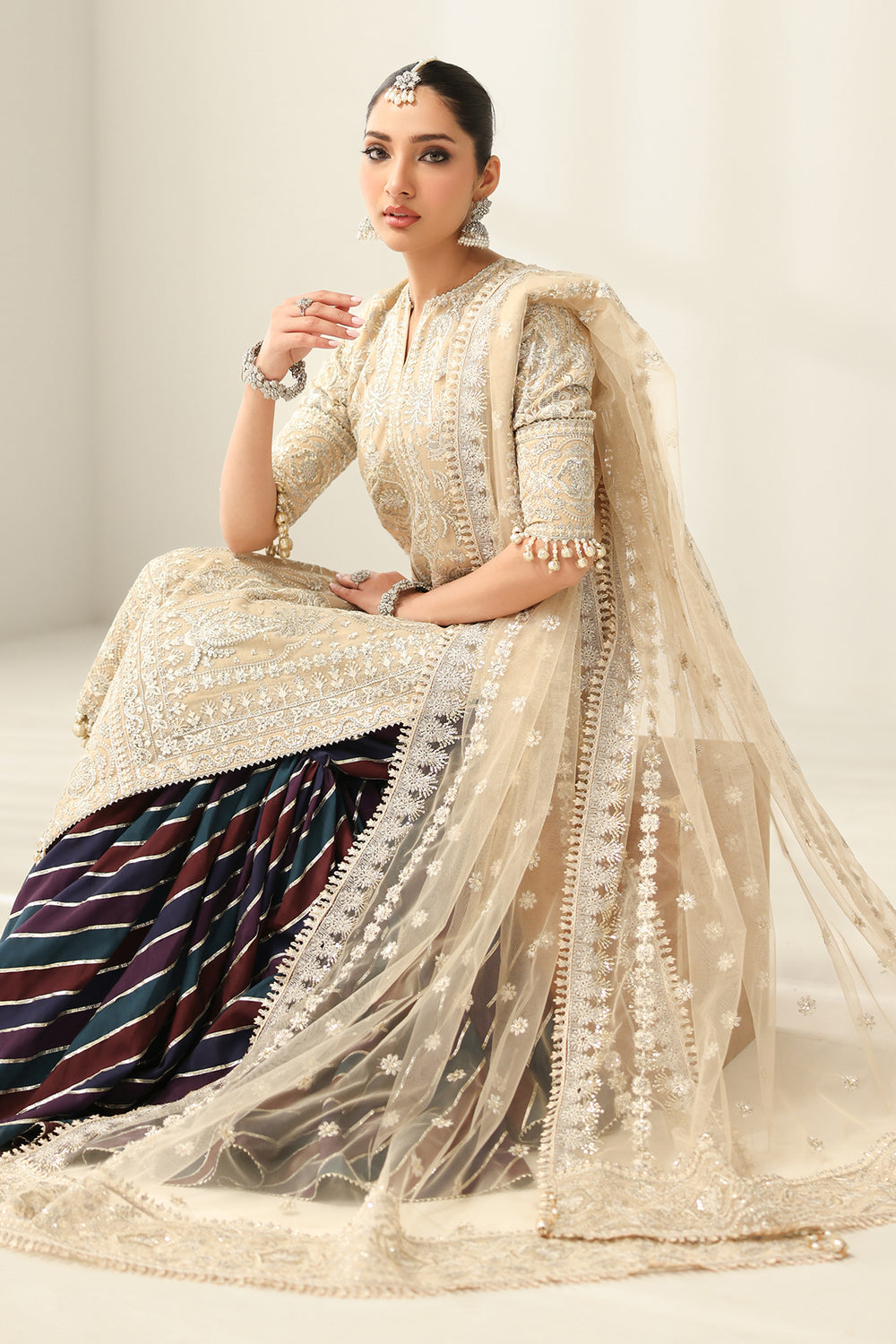 Baroque | Formals Collection | EMBROIDERED NET UF-4183 - Formal Dress - available at Maria Faisal in UK and USA.