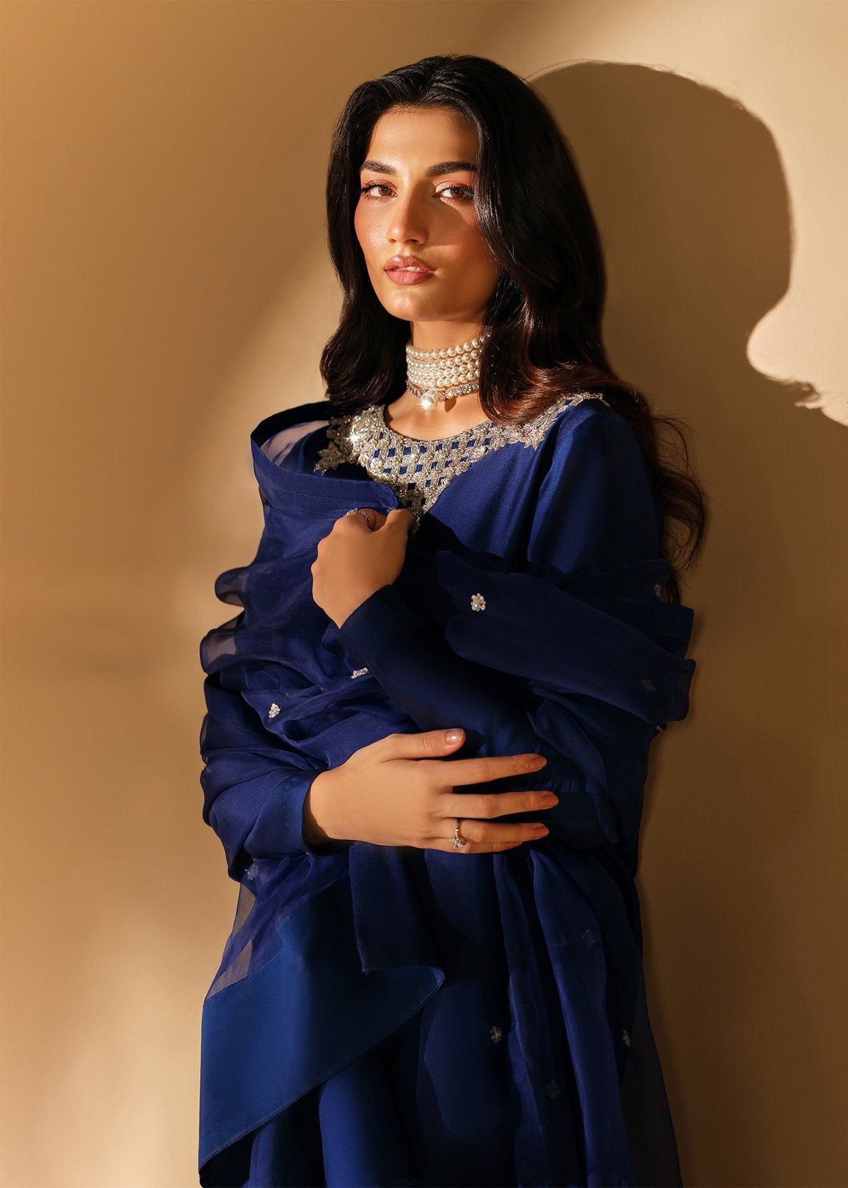 Mahum Asad | The Shadow Line | Eclipse - Formal Dress - available at Maria Faisal in UK and USA.