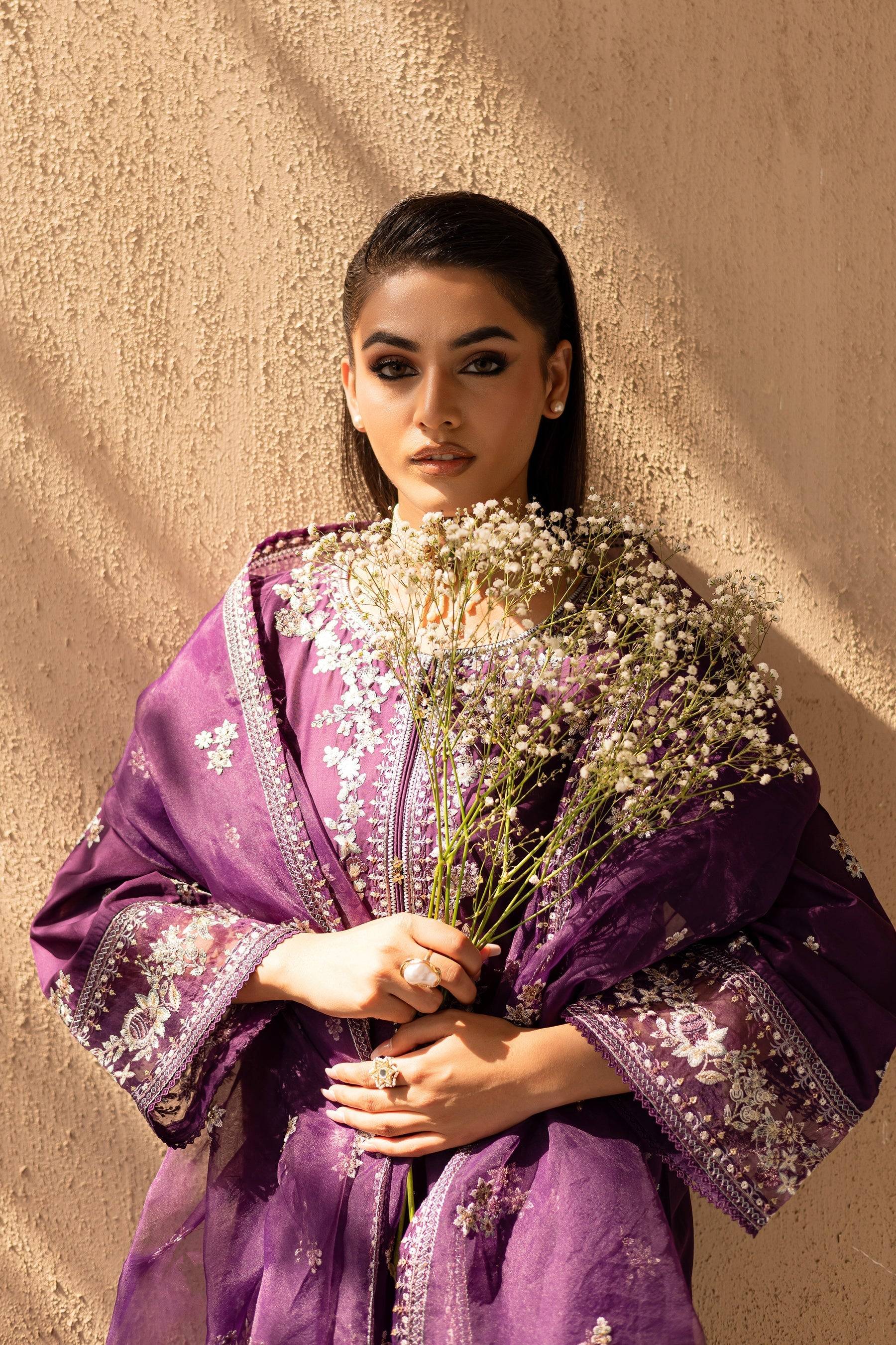 Batik | Nyra Embroidered Summer Solids | Amethyst by Maria Faisal - Registered Vendor of : Batik - type : Ladies Clothes - 100% original wedding dresses