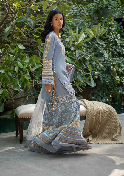 Layla Chatoor | Luxury Pret | Periwinkle Tunic - Luxury Dress - available at Maria Faisal in UK and USA.
