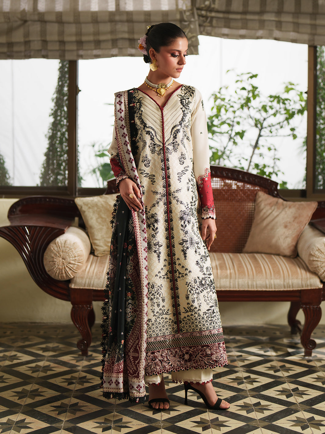 Bin Ilyas | Heritage Dore | 171-A - Luxury Dress - available at Maria Faisal in UK and USA.