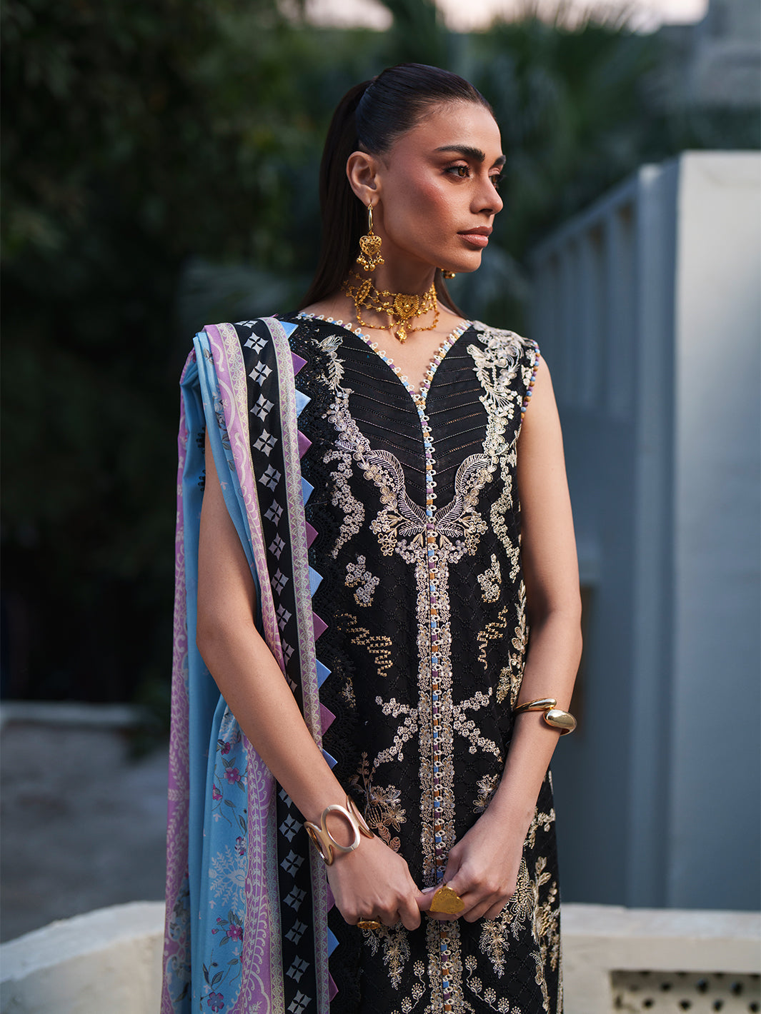 Bin Ilyas | Heritage Dore | 171-B - Luxury Dress - available at Maria Faisal in UK and USA.