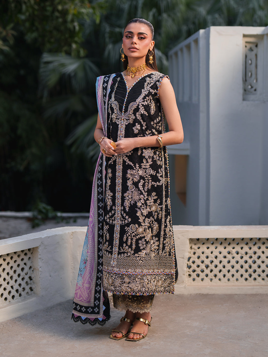 Bin Ilyas | Heritage Dore | 171-B - Luxury Dress - available at Maria Faisal in UK and USA.