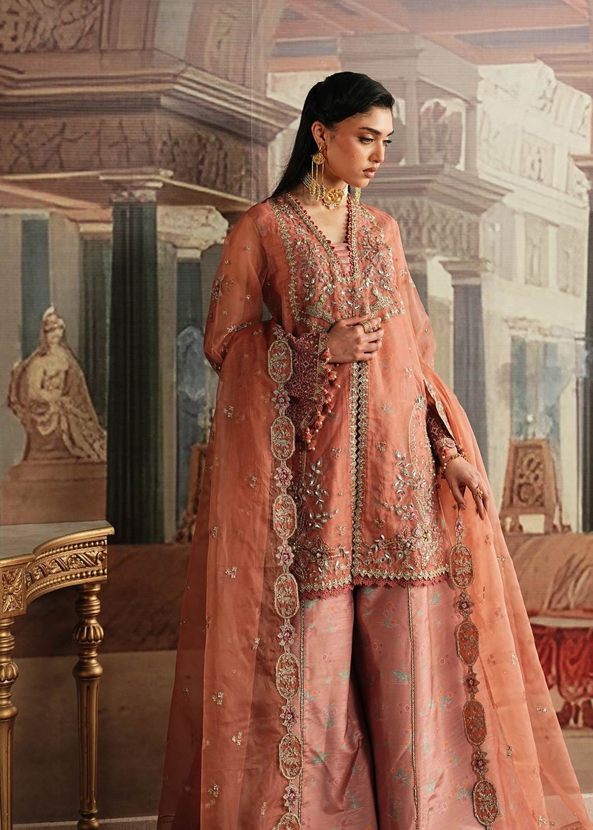 Sadaf Fawad Khan | Roya Lumiere | Laleh Noor - Formal Dress - available at Maria Faisal in UK and USA.