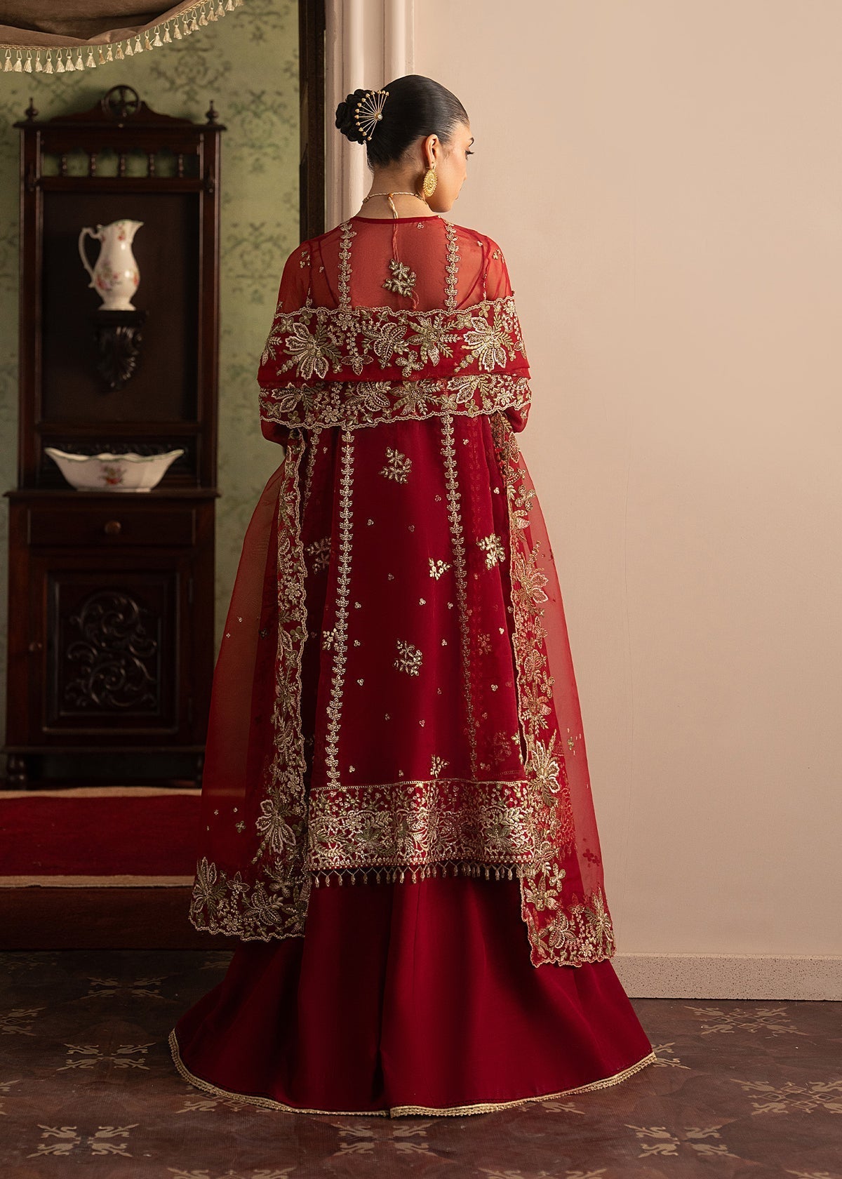 Sadaf Fawad Khan | Roya Lumiere | Ghermez - Formal Dress - available at Maria Faisal in UK and USA.
