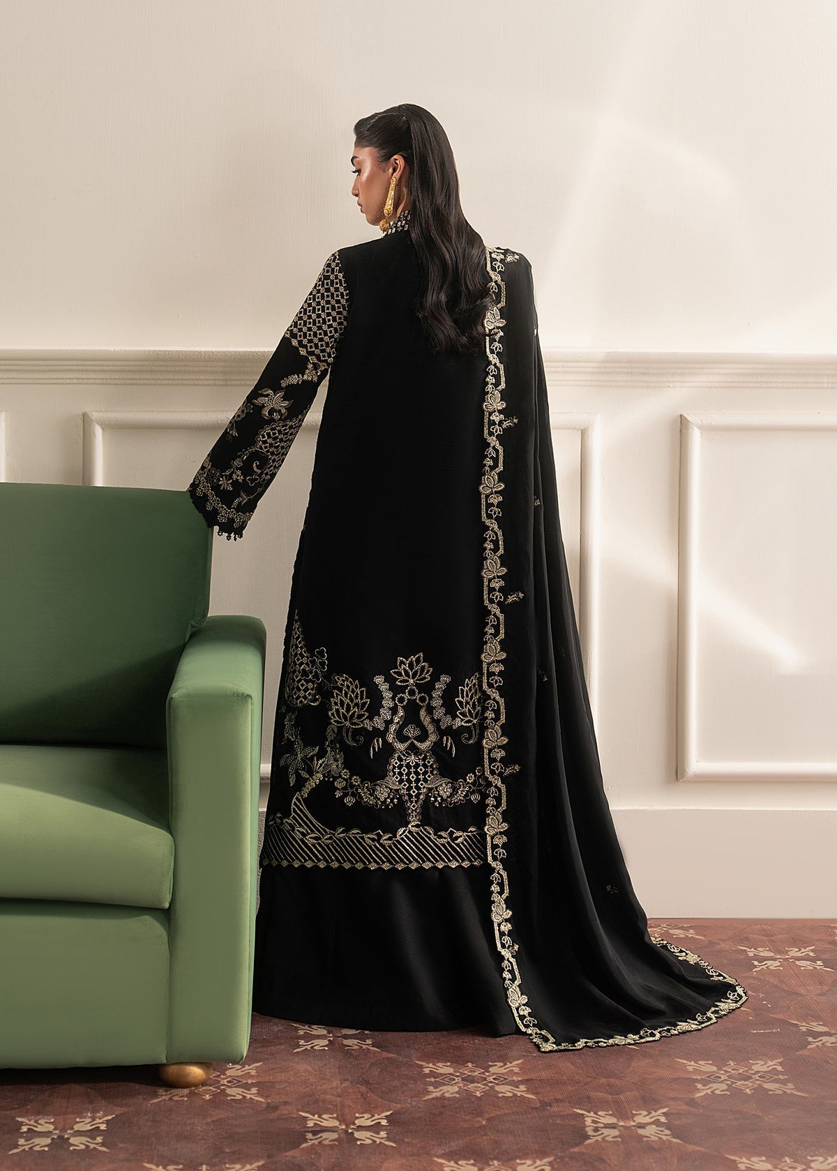 Sadaf Fawad Khan | Roya Lumiere | Siah Golzar - Formal Dress - available at Maria Faisal in UK and USA.
