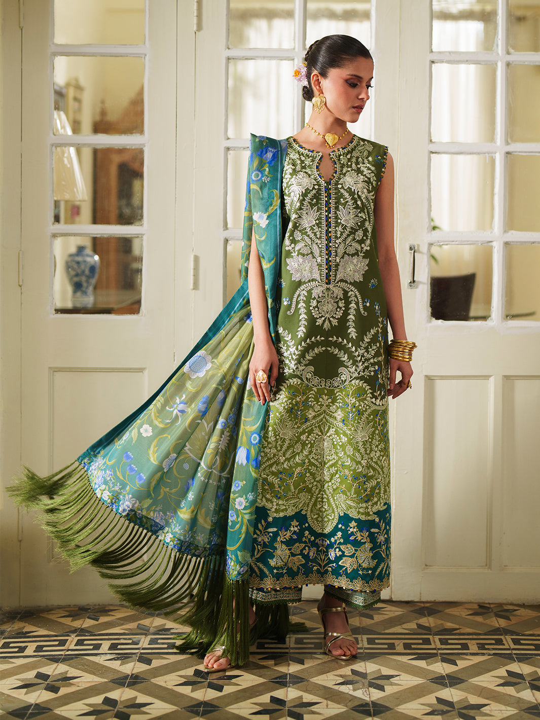Bin Ilyas | Heritage Dore | 177-A - Luxury Dress - available at Maria Faisal in UK and USA.