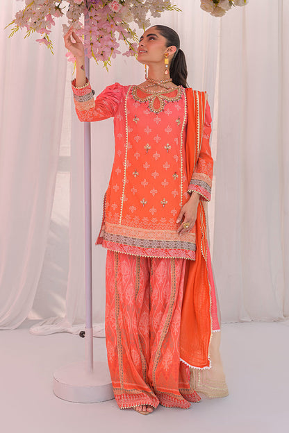 Chic Ophicial | The Maison Duo | Coral Glow - Luxury Dress - available at Maria Faisal in UK and USA.