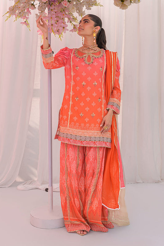 Chic Ophicial | The Maison Duo | Coral Glow - Luxury Dress - available at Maria Faisal in UK and USA.