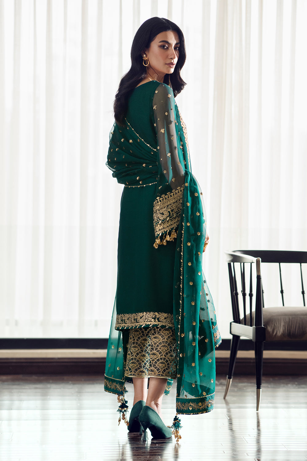 Baroque | Formals Collection | EMBROIDERED CHIFFON UF-505 - Formal Dress - available at Maria Faisal in UK and USA.
