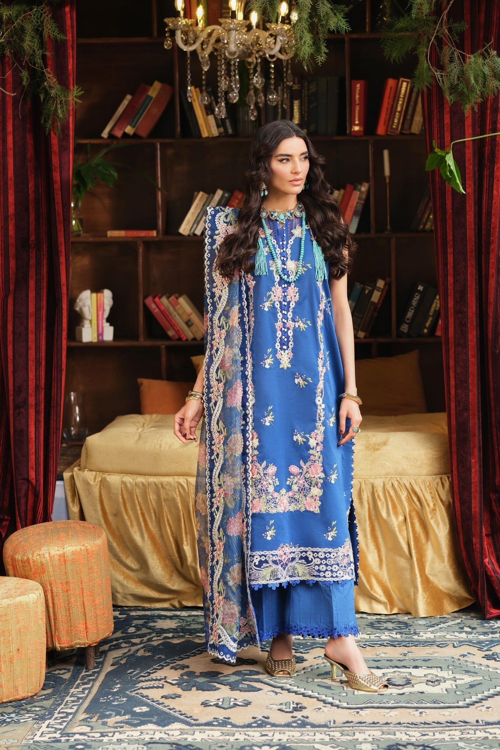Maryam Hussain | Luxury Lawn 26 | Skye - Luxury Dress - available at Maria Faisal in UK and USA.