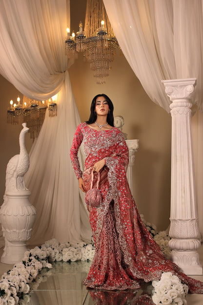 Musferah Saad | Casa Blance |Coral Majesty - Bridal Dress - available at Maria Faisal in UK and USA.