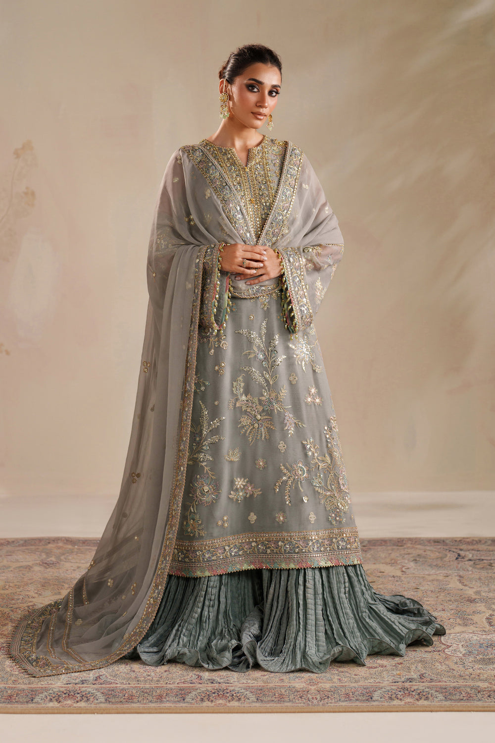 Baroque | Formals Collection | EMBROIDERED CHIFFON UF-4364 - Formal Dress - available at Maria Faisal in UK and USA.