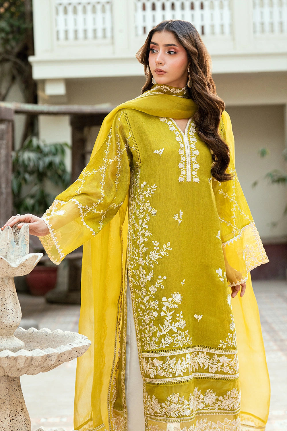 Azure | Vogue Formals | Cyber Moss - Formal Dress - available at Maria Faisal in UK and USA.