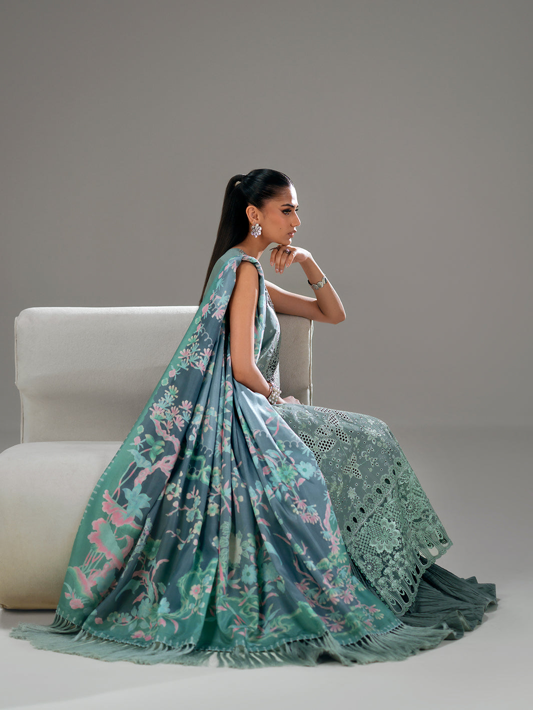 Bin Ilyas | Amour Luxury Lawn 26 |181-A - Luxury Dress - available at Maria Faisal in UK and USA.
