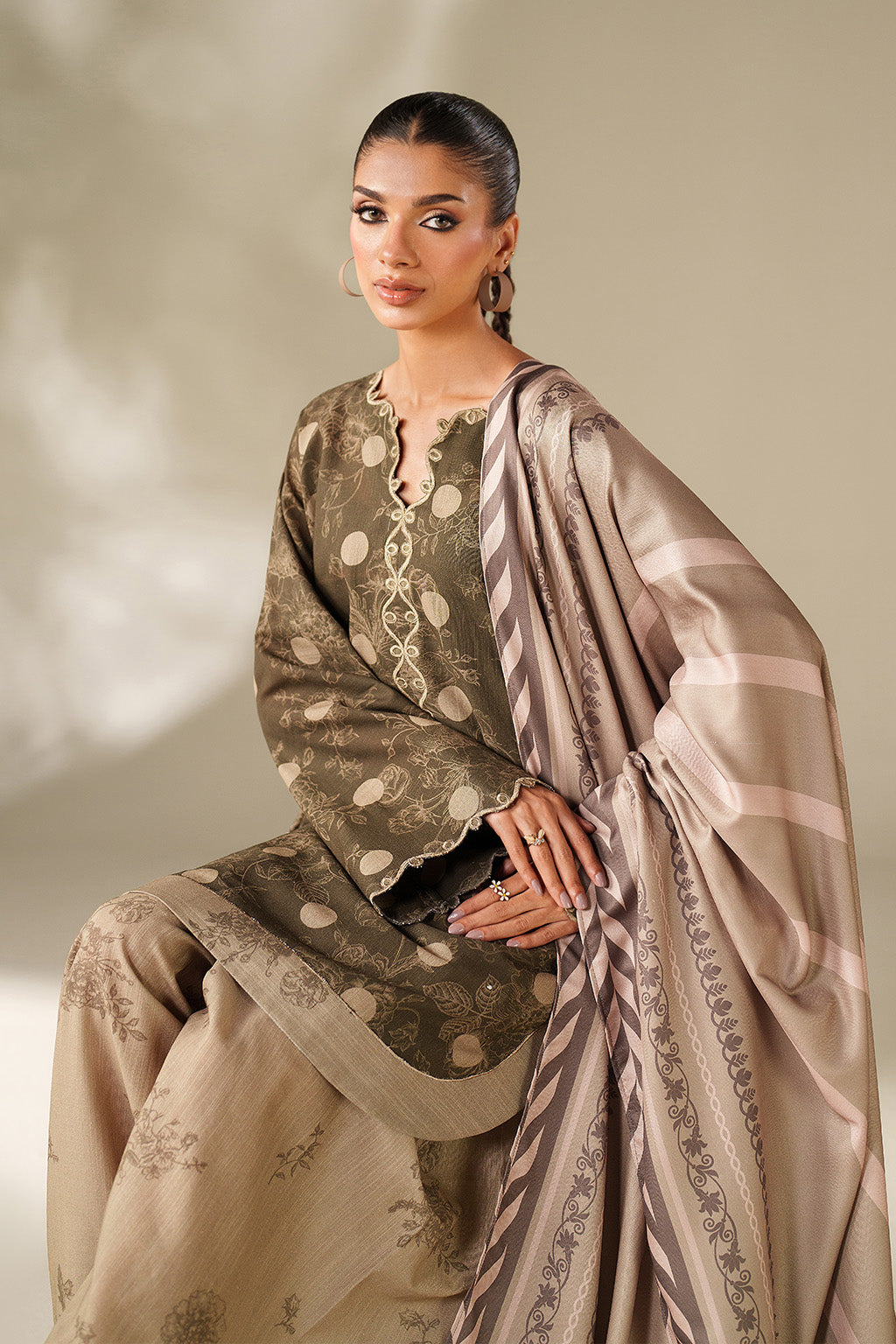 Iznik | Winter Chapter 25 | UE-565 Printed Khaddar - Casual Dress - available at Maria Faisal in UK and USA.