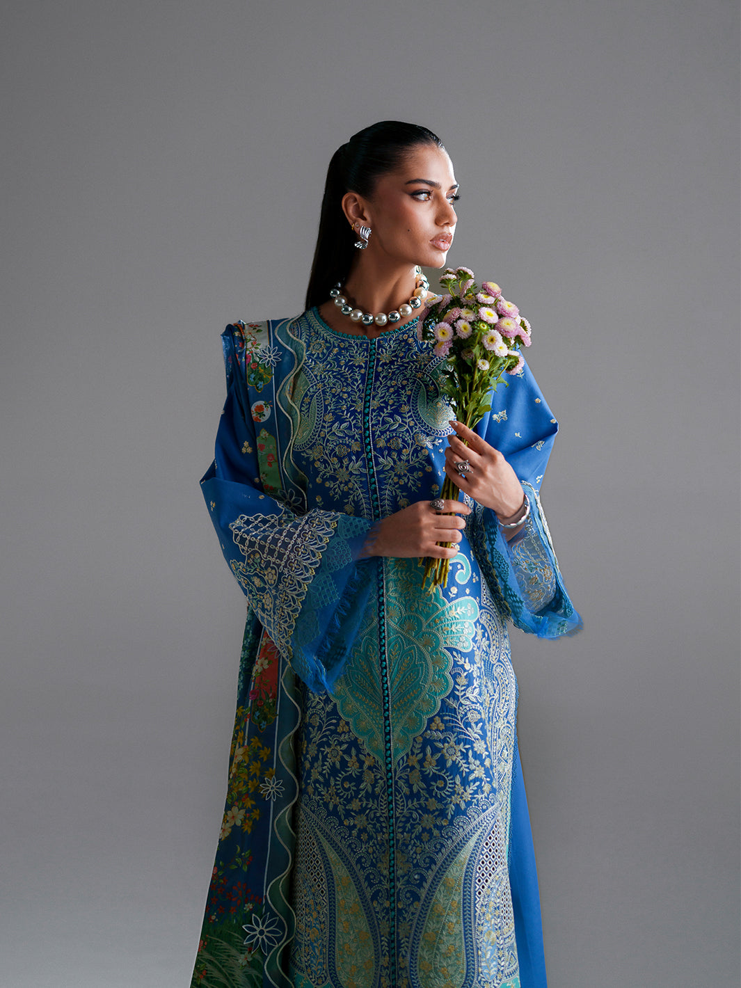 Bin Ilyas | Amour Luxury Lawn 26 |187-A - Luxury Dress - available at Maria Faisal in UK and USA.