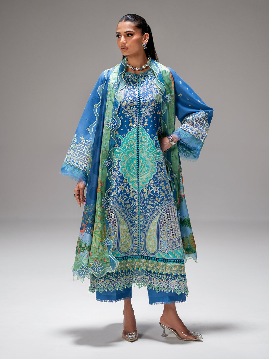 Bin Ilyas | Amour Luxury Lawn 26 |187-A - Luxury Dress - available at Maria Faisal in UK and USA.