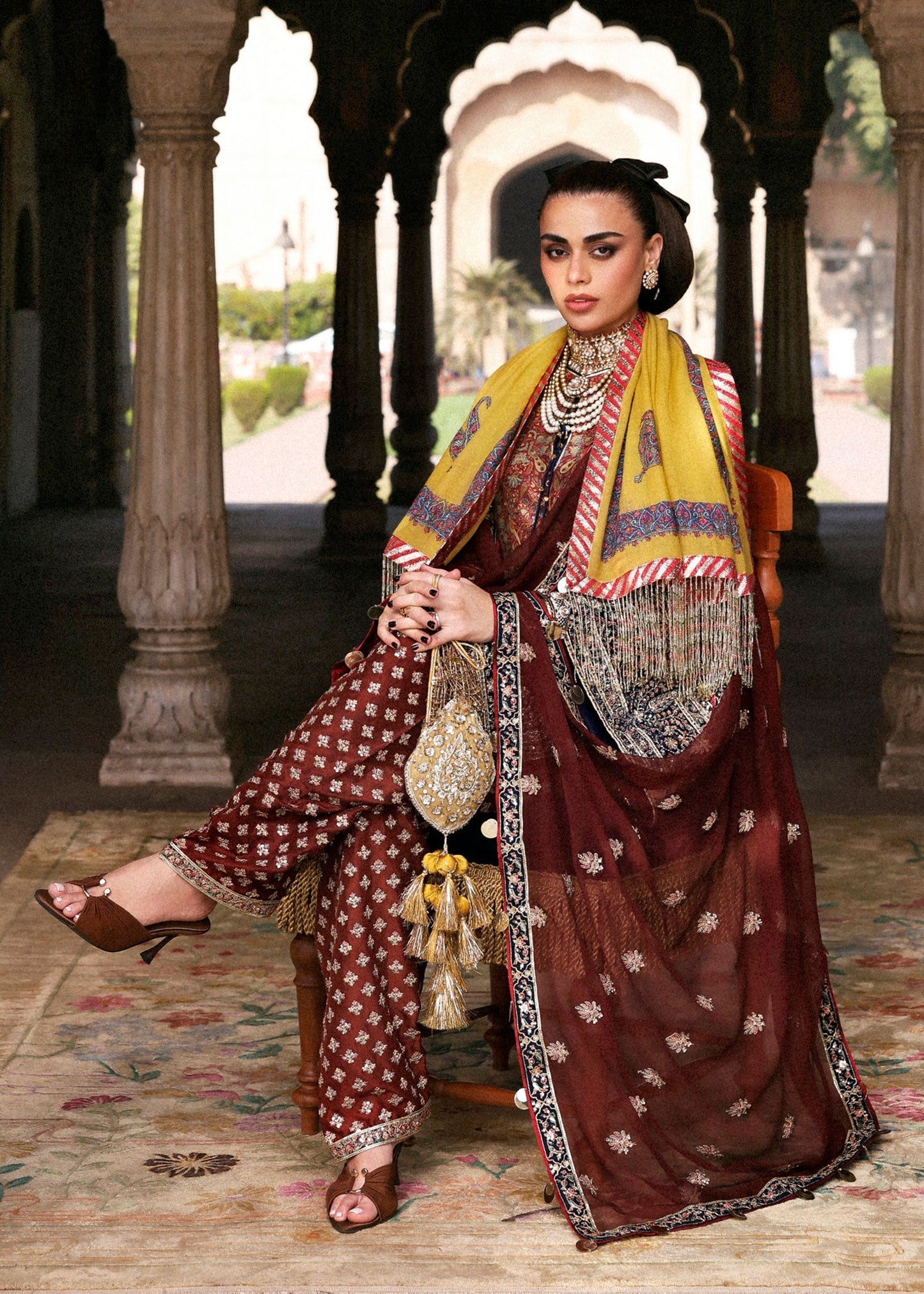 Hussain Rehar | Luxury Pret AW 25 | Brickelle - Formal Dress - available at Maria Faisal in UK and USA.