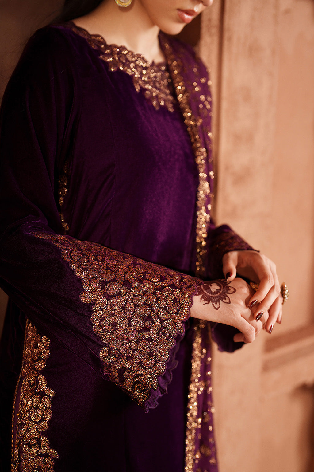 Iznik | Velvet 25 | IV-57 Embroidered Velvet - Formal Dress - available at Maria Faisal in UK and USA.