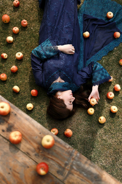 Azure | Luxury Lawn 26 | Blueberry - Dress - available at Maria Faisal in UK and USA.