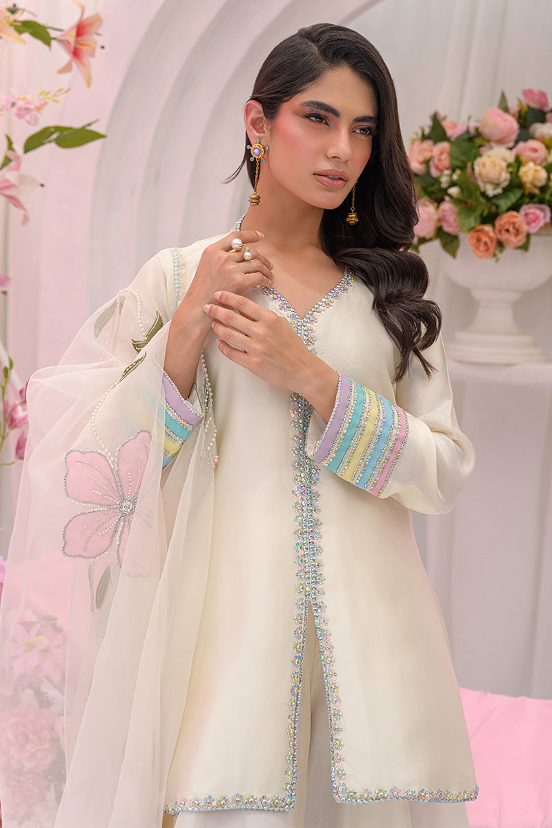 Chic Ophicial | The Maison Duo | Ivory Bloom - Luxury Dress - available at Maria Faisal in UK and USA.
