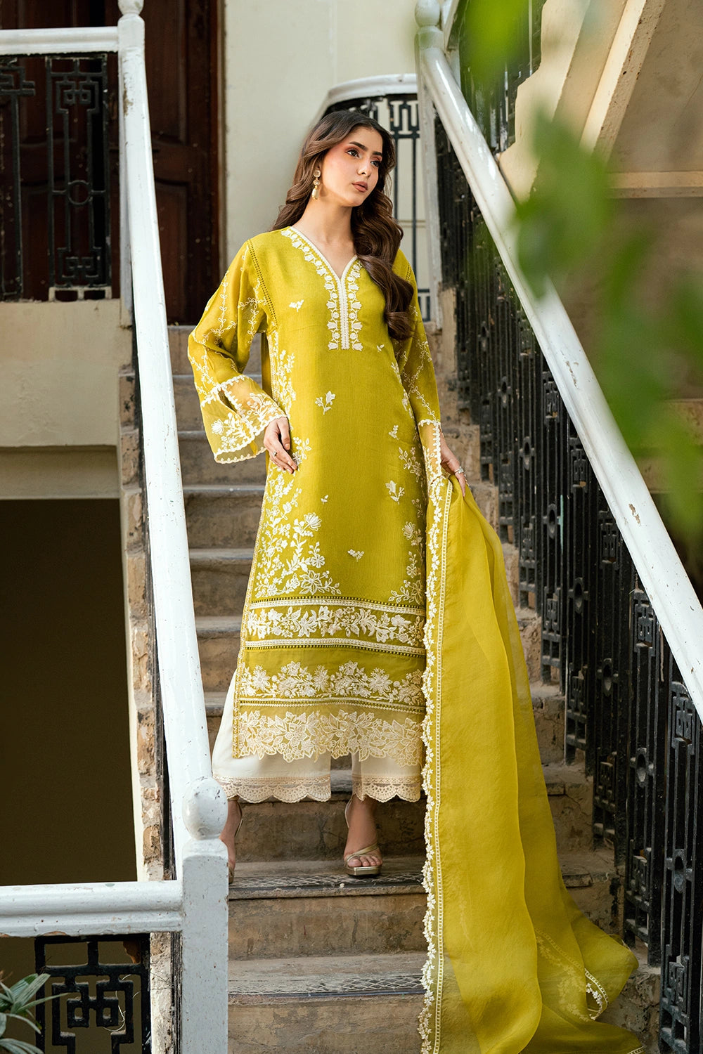 Azure | Vogue Formals | Cyber Moss - Formal Dress - available at Maria Faisal in UK and USA.