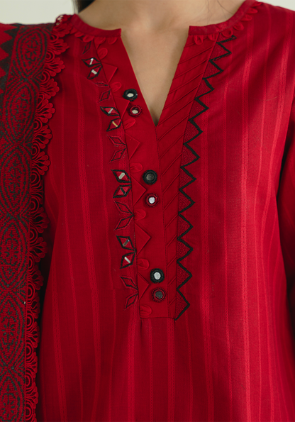 Zarqash | Whispers of Summer | CRIMSON BLOOM - Casual Dress - available at Maria Faisal in UK and USA.