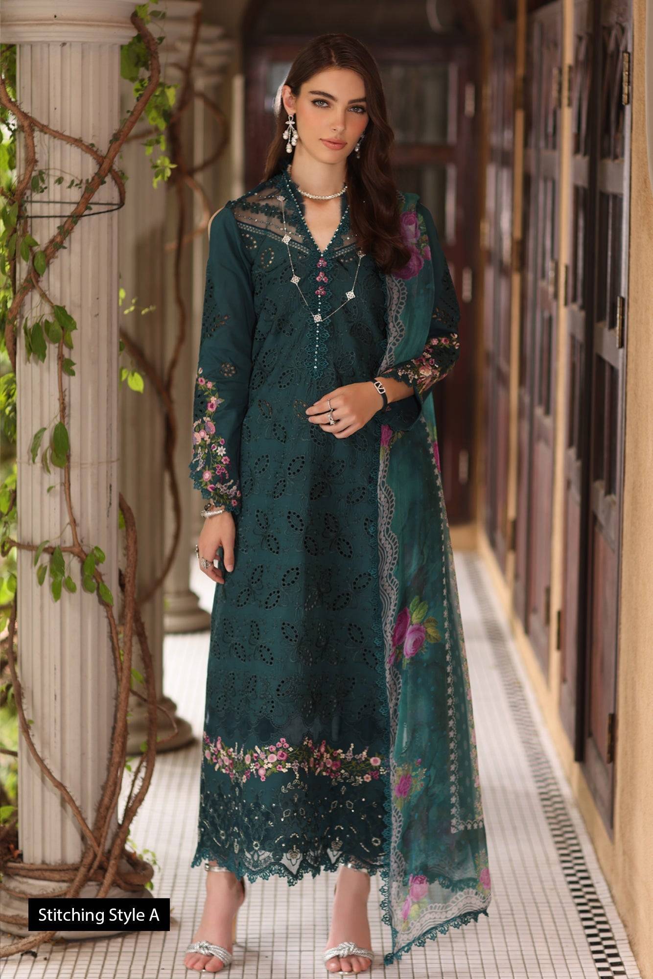 Noor by Saadia Asad | Eid Luxury Schiffli Laserkari 25 | D5- Teal by Maria Faisal - Registered Vendor of : Noor by Saadia Asad - type : Ladies Clothes - 100% original wedding dresses
