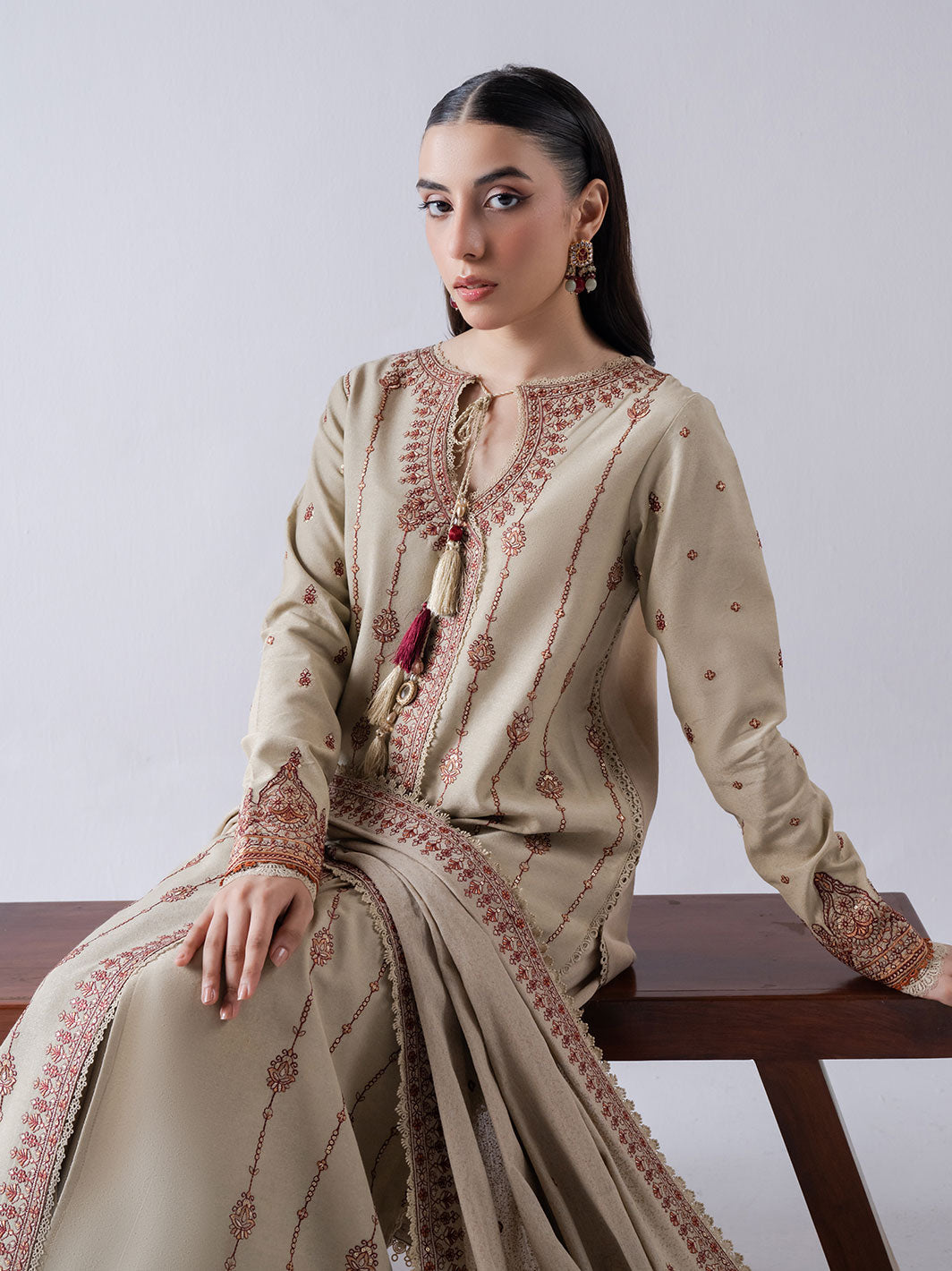Faiza Faisal | Winter Edit 2024 | KYRA - Designer Dress with Intricate embroidery and embellishments. Shop elegent wedding dress at Maria Faisal.