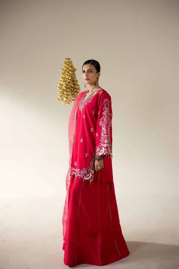 Enzo | Lune Des Fleurs | MERLOT - Formal Dress - available at Maria Faisal in UK and USA.